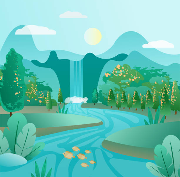 60+ Bridge Over Water Background Illustrations, Royalty-Free Vector ...