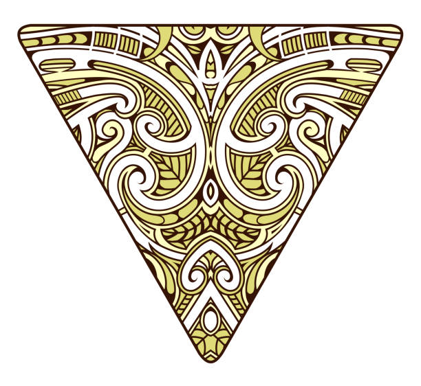 Polynesian style print with koru elements Tribal ornamental tattoo in traditional polynesian koru style koru pattern stock illustrations