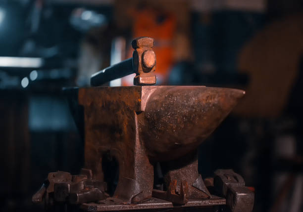 Old Anvil with Hammer in the Blacksmith Shop