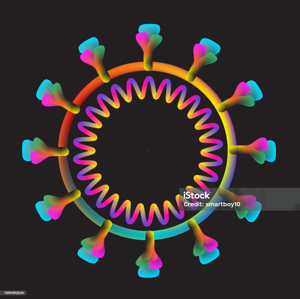 Nova variante de Covid-19, Estrutura coronavírus, Omicron - Vetor de Proteína royalty-free