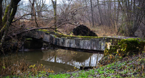istock An old moss-covered water channel over a river 1359392062
