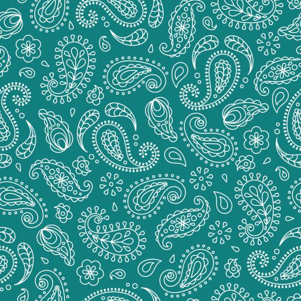 bezszwowy wzór oparty na ozdobnym nadruku paisley bandana. tło wektorowe. - paisley textile floral pattern pattern stock illustrations