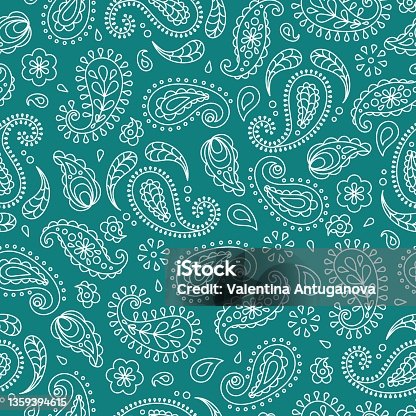 istock Seamless pattern based on ornament paisley Bandana print. Vector background. 1359394615