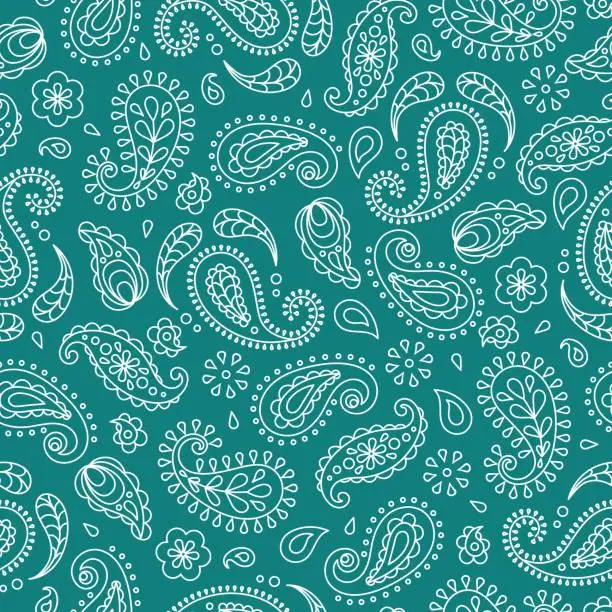 Vector illustration of Seamless pattern based on ornament paisley Bandana print. Vector background.