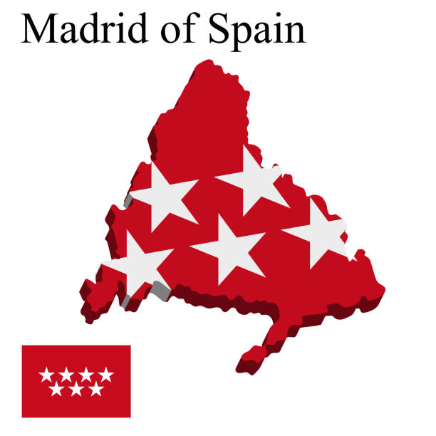 istock Flag of Madrid of Spain on map on white background 1359395263