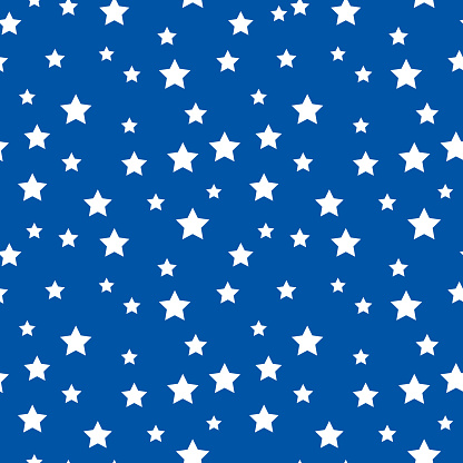 Vector illustration of stars in a repeating pattern against a blue background.