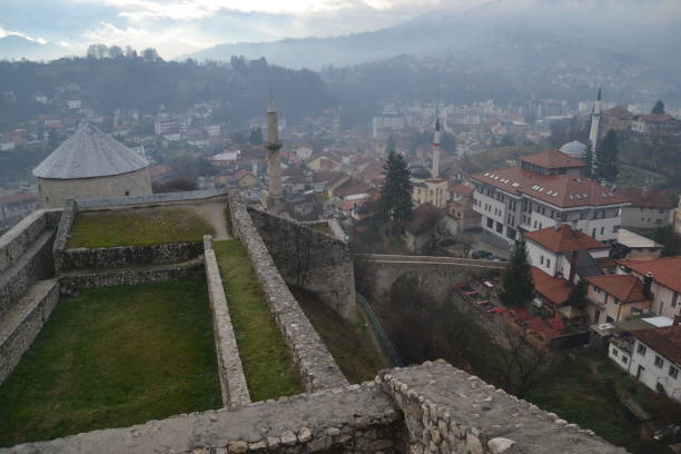 Travnik Old City from Castle, Bosnia stock photo