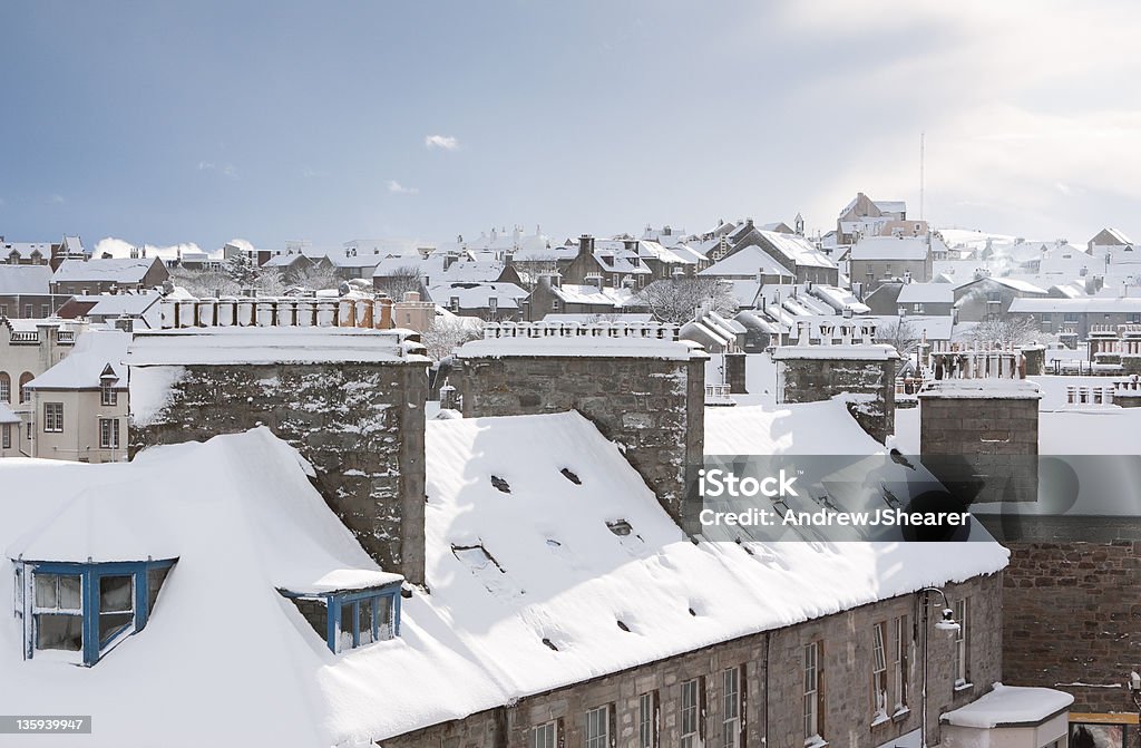 Lerwick cubierto de nieve de los tejados - Foto de stock de Nieve libre de derechos