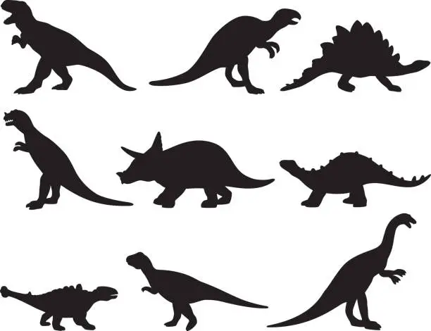 Vector illustration of Dinosaur Silhouettes 3