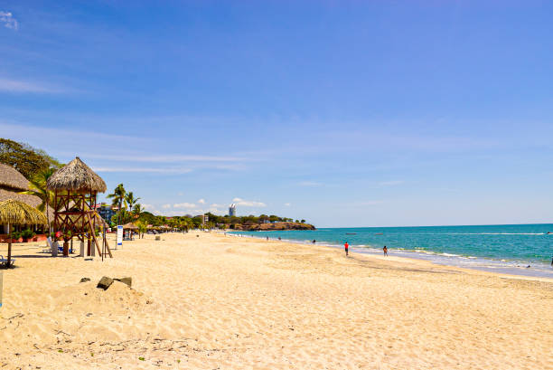 Farallon Beach (Playa Farallon) in Rio Hato, Panama. Located ninety minutes from Panama City. Destination with beautiful white sand beach and amazing blue ocean along the Pacific coast