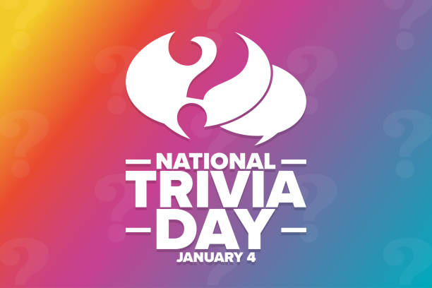 National Trivia Day. January 4. Holiday concept. Template for background, banner, card, poster with text inscription. Vector EPS10 illustration. National Trivia Day. January 4. Holiday concept. Template for background, banner, card, poster with text inscription. Vector EPS10 illustration trivia stock illustrations