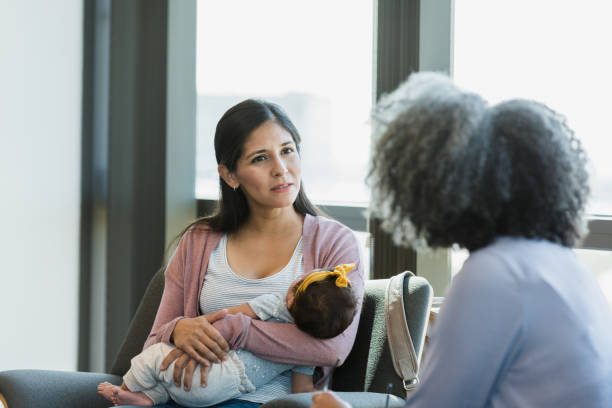 istock New mom is distressed while listening to unrecognizable psychologist 1359411992