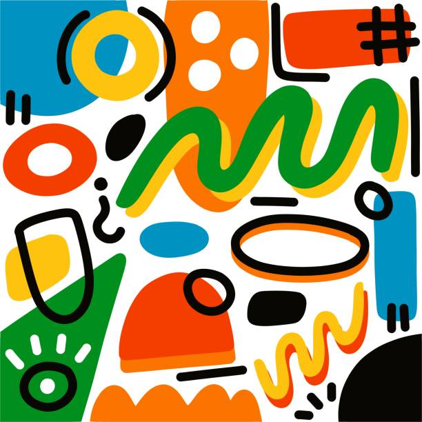 ilustraciones, imágenes clip art, dibujos animados e iconos de stock de patrón con formas geométricas coloridas. - backgrounds spotted seamless fun