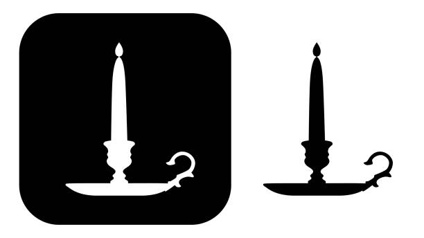 Vector illustration of two black and white candle holder icons.