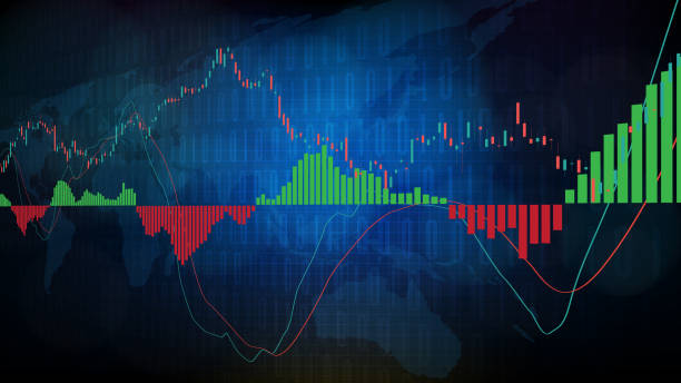 macd指標テクニカル分析グラフの抽象的な背景 - candlestick holder chart forex graph点のイラスト素材／クリップアート素材／マンガ素材／アイコン素材