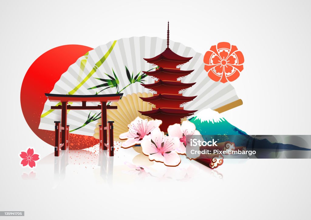 Традиционный японский фон - Векторная графика Япония роялти-фри