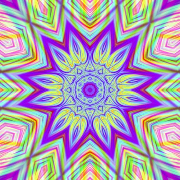 istock Abstract Green, Pink & Blue Flowing Fractal Flower 1359417722