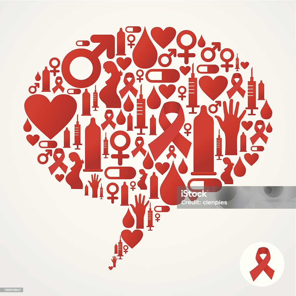 AIDS-icons in Kommunikation Ballon-silhouette - Lizenzfrei AIDS Vektorgrafik
