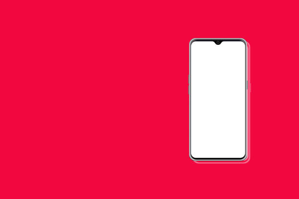istock Smartphone mockup on blue background and white screen, 3d rendering 1359431726
