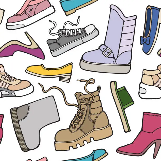 Vector illustration of Colorful shoes seamless pattern