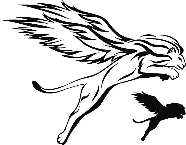 Vector illustration of winged lion