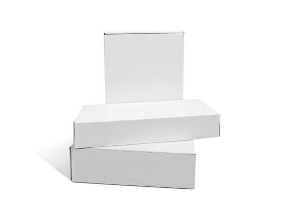 istock Set of long cardboard boxes isolated on white background. Packaging mockup for design or branding 1359440531