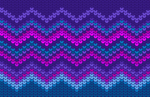 illustrazioni stock, clip art, cartoni animati e icone di tendenza di zigzag cucito maglione tessuto tessuto modello - blue wool