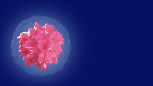istock Omicron virus, 3d render. Pink virus in a transparent membrane. 1359446213