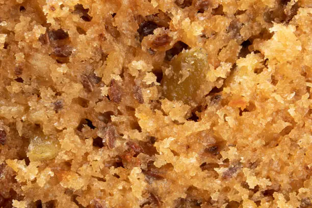 Photo of Fluffy muffin or cake texture, macro.