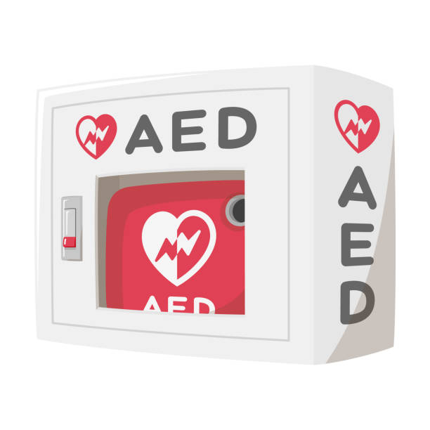 stockillustraties, clipart, cartoons en iconen met aed box. automated external defibrillator. - defibrillator