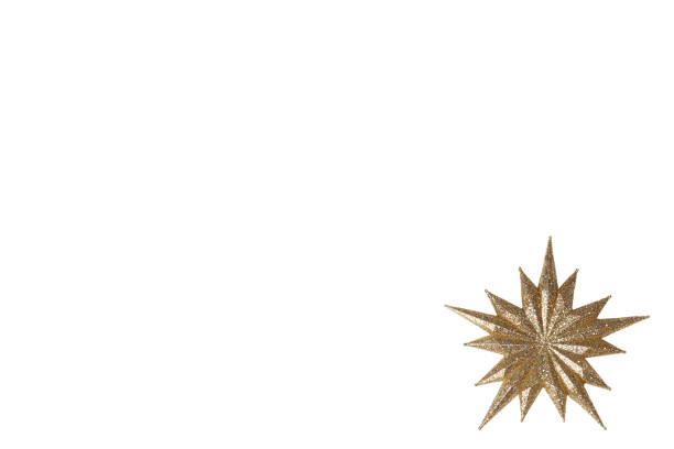 istock Decorative christmas golden color snowflake isolated on white 1359460250