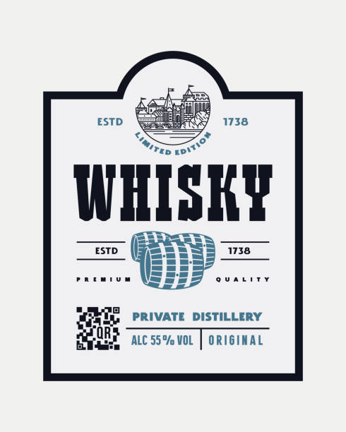 Template label for scotch whisky Template label for scotch whisky. Vector illustration bourbon barrel stock illustrations