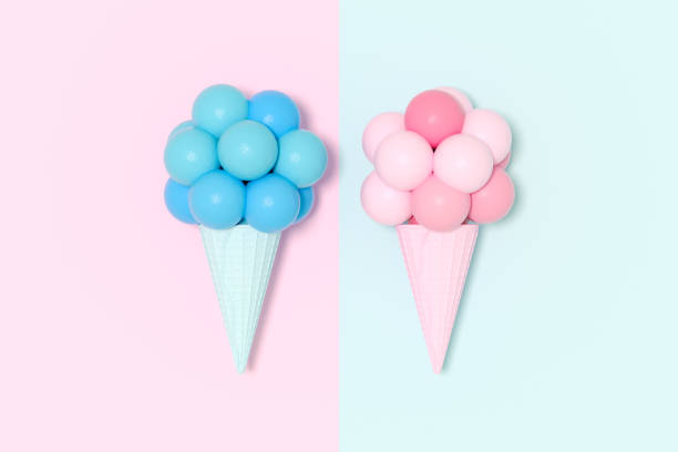 istock Ice cream and cone, minimal summer concept 1359466327