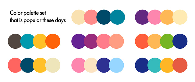 Trendy color palette materials, color schemes, color charts