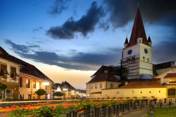 istock Cisnadie, Transylvania by night 1359468640