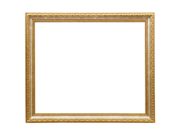 istock Wooden golden frame for paintings. Isolated on white 1359474835