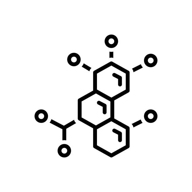 Enzyme chemistry Icon for enzyme, chemistry, formula, atom, laboratory, molecule, compound, biochemistry enzyme stock illustrations