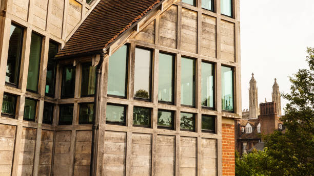 Cambridge town university buildings in England, UK.