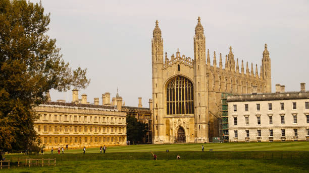 Cambridge town university buildings in England, UK. stock photo