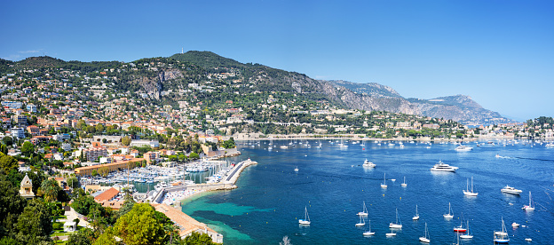 A view of the harbour at Villefranche-sur-Mer on the French Riviera, about 8 km east of Nice, France