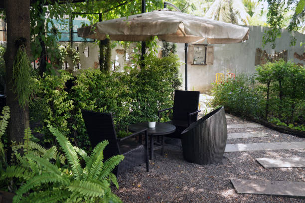 istock black chair in the garden 1359478788