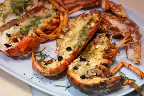 istock Grilled Lobster with Truffle Sauce served on a white plate. 1359481368