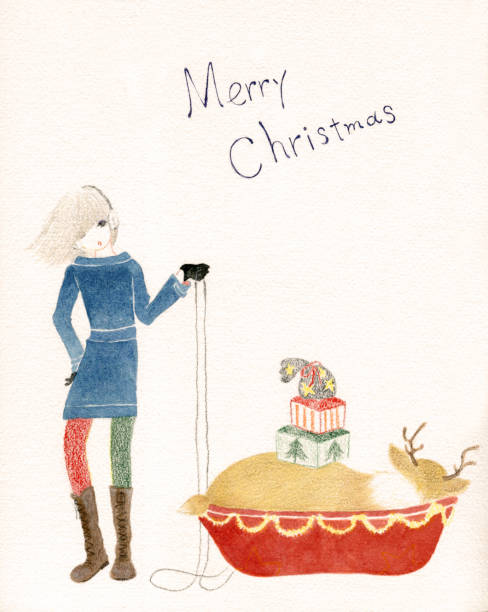 istock Fashionable Santa Claus and reindeer illustrations 1359486999