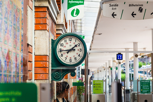 Clock of the railway station of Sintra, Portugal