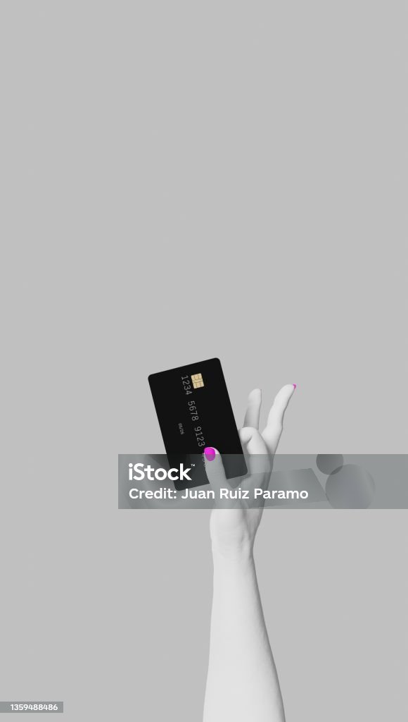 3d rendering of a woman's hands holding a card and making the gesture of paying. Template for mockup. 3d rendering of a woman's hands holding a card and making the gesture of paying. Template for mockup Adult Stock Photo