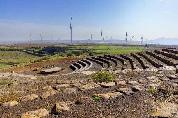 Oz 77 battle heritage site and wind turbines. Golan Heights