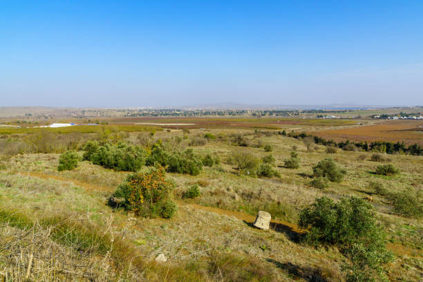 krajobraz wzgórz golan i granica z syrią - qunaitira zdjęcia i obrazy z banku zdjęć