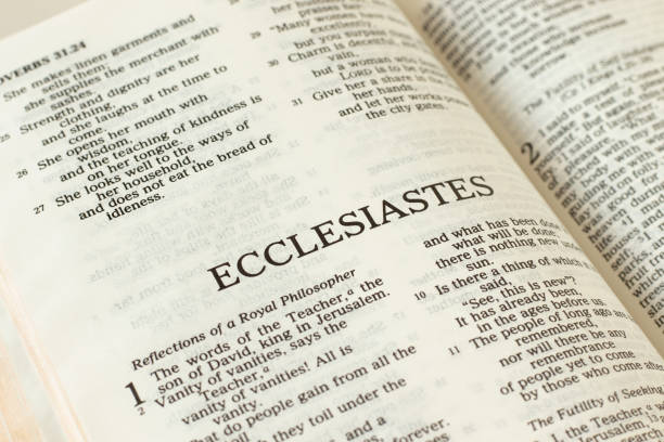 Ecclesiastes Holy Bible Old Testament open Book close-up stock photo
