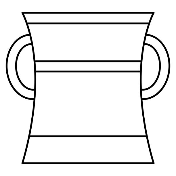 illustrations, cliparts, dessins animés et icônes de vase en céramique avec deux poignées semi-circulaires. amphore en argile, urne au design unique pour un intérieur à la mode. icône vectorielle, contour, isolé - jug pitcher pottery old