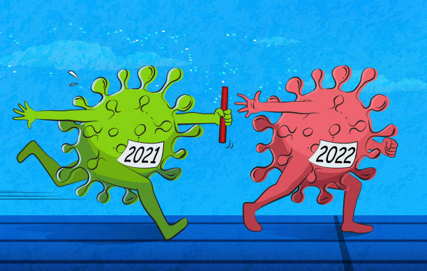 New COVID-19 Variant The world is now threatened with the newly mutated strain of coronavirus. (Used clipping mask) sars cov 2 delta variant stock illustrations